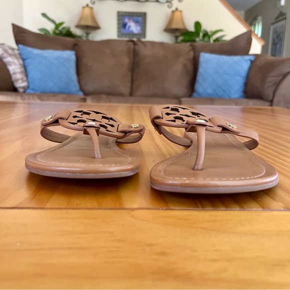 AUTHENTIC TORY BURCH TAN LEATHER MILLER SANDALS - Picture 11 of 15